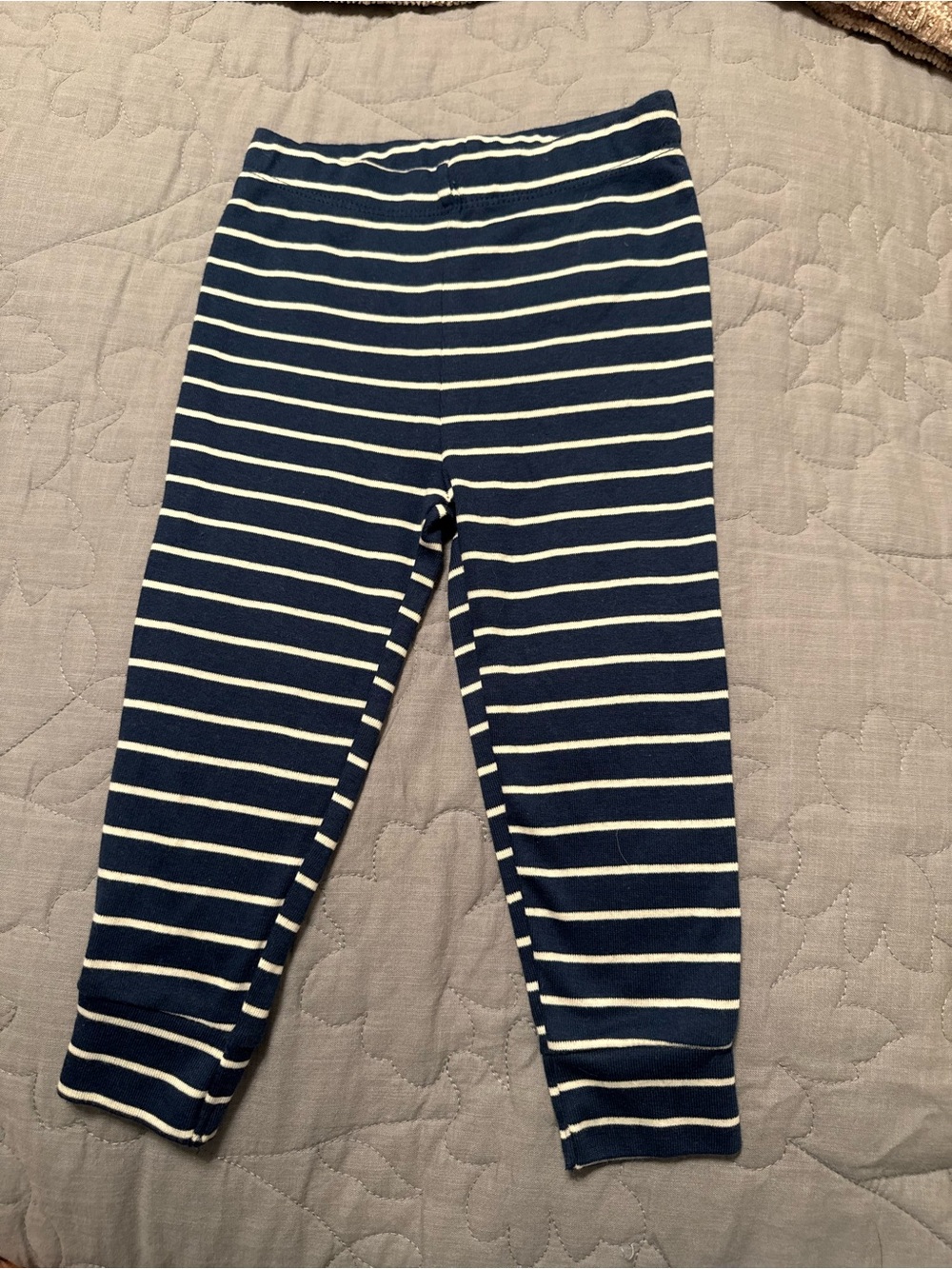 3pc-Carter's Navy and White Striped Leggings with Shark Appliqué 18mo